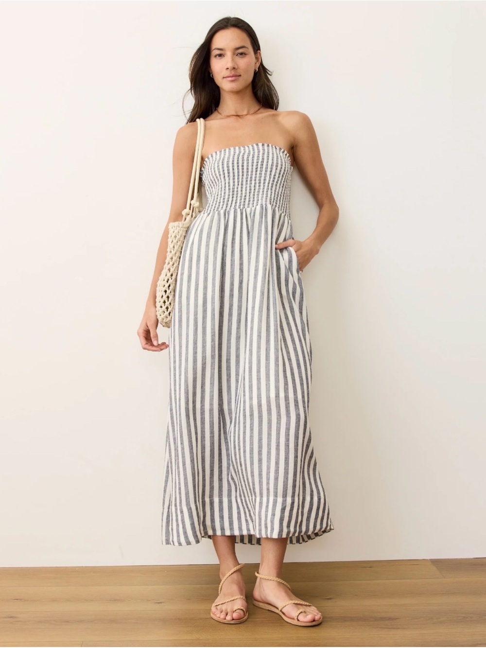 Marine Layer - Sutton Strapless Maxi Dress - India Ink Stripe